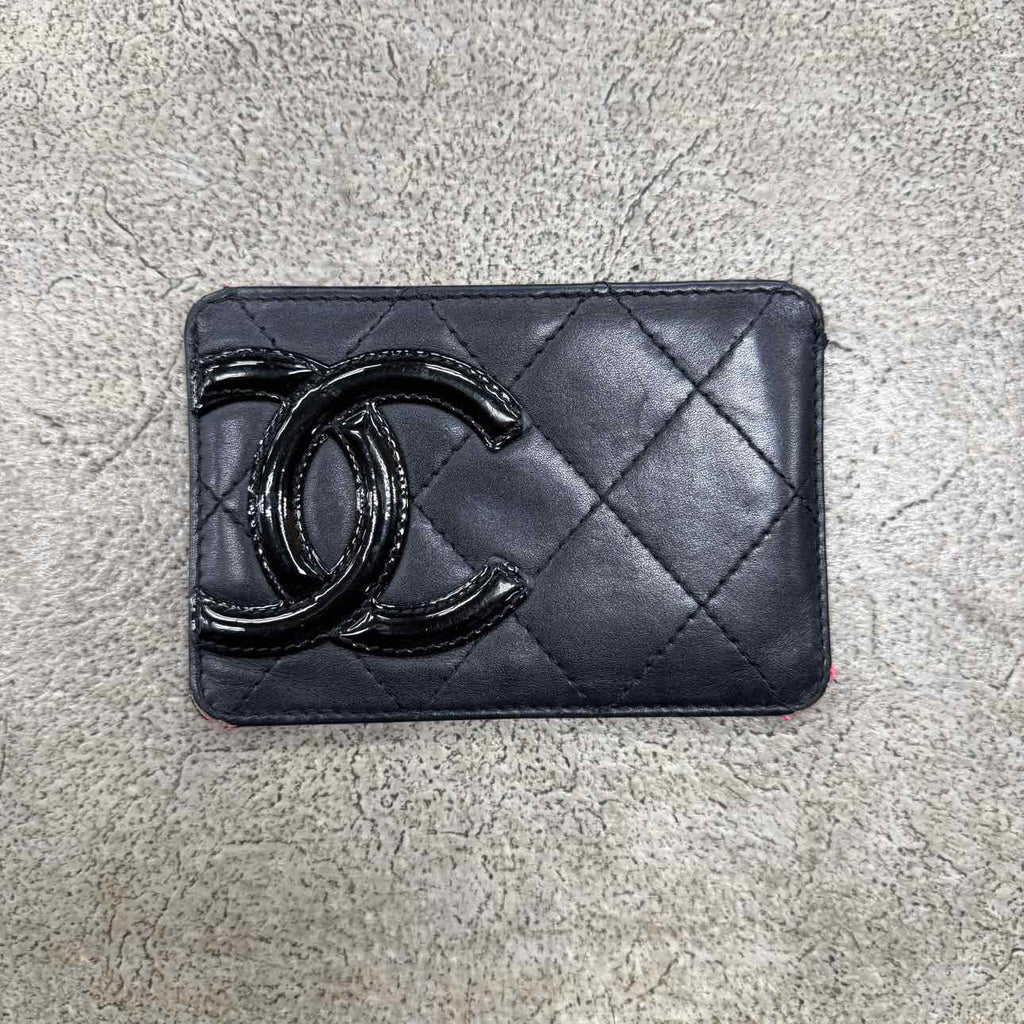 Chanel Card Holder "CAMBON LINE" Used Black Size OS
