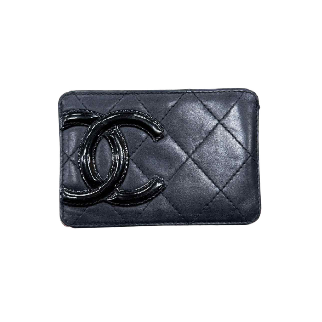 Chanel Card Holder "CAMBON LINE" Used Black Size OS