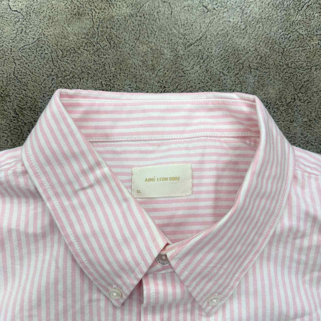Aime Leon Dore Button Up "STRIPE" Pink New Size XL
