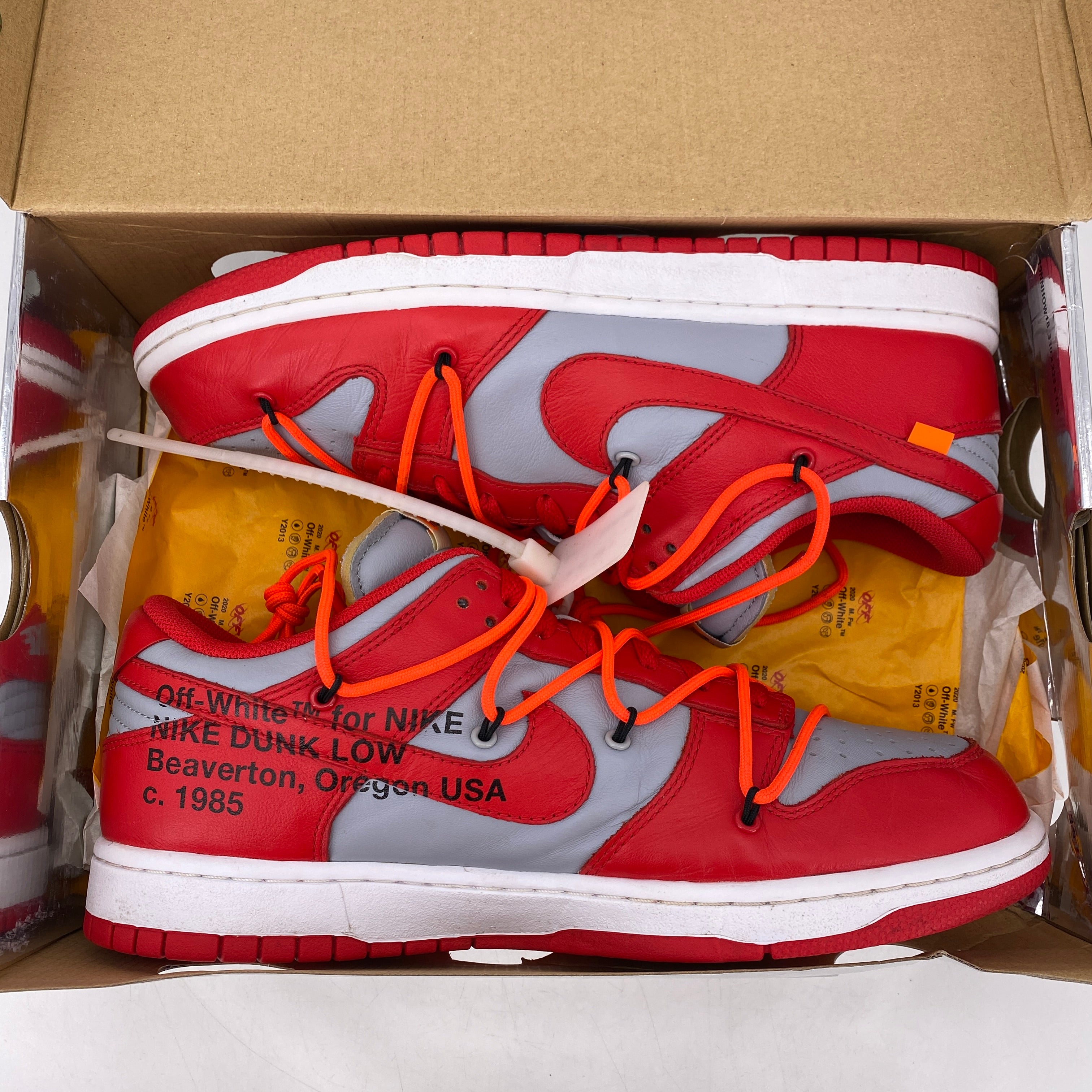Nike Dunk Low / OW &quot;University Red&quot; 2019 Used Size 11