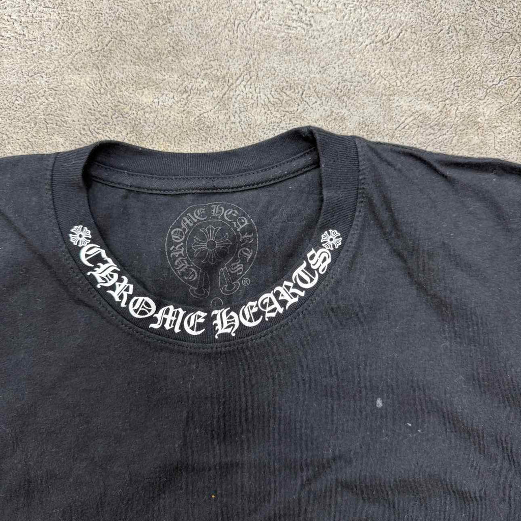 Chrome Hearts T-Shirt "NECK LOGO" Black Used Size L
