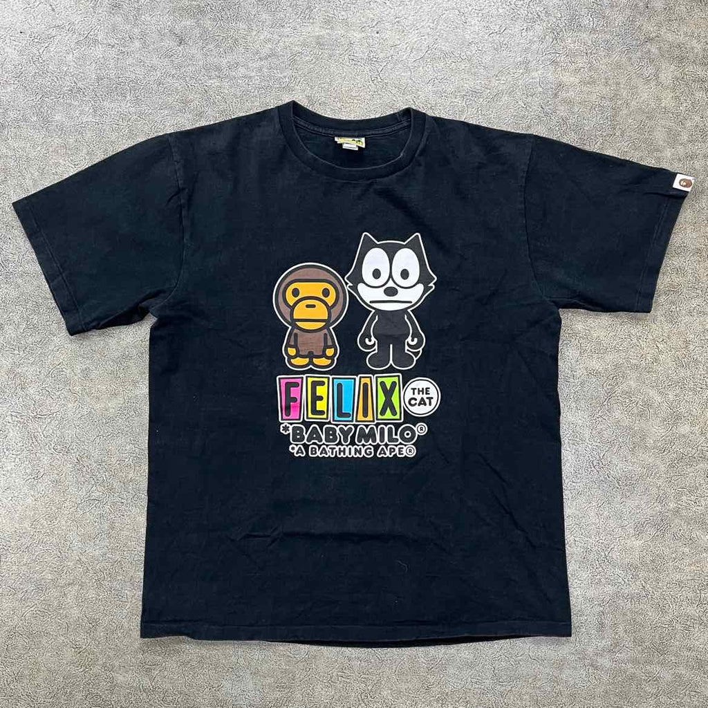 Bape T-Shirt "FELIX THE CAT" Black Used Size XL