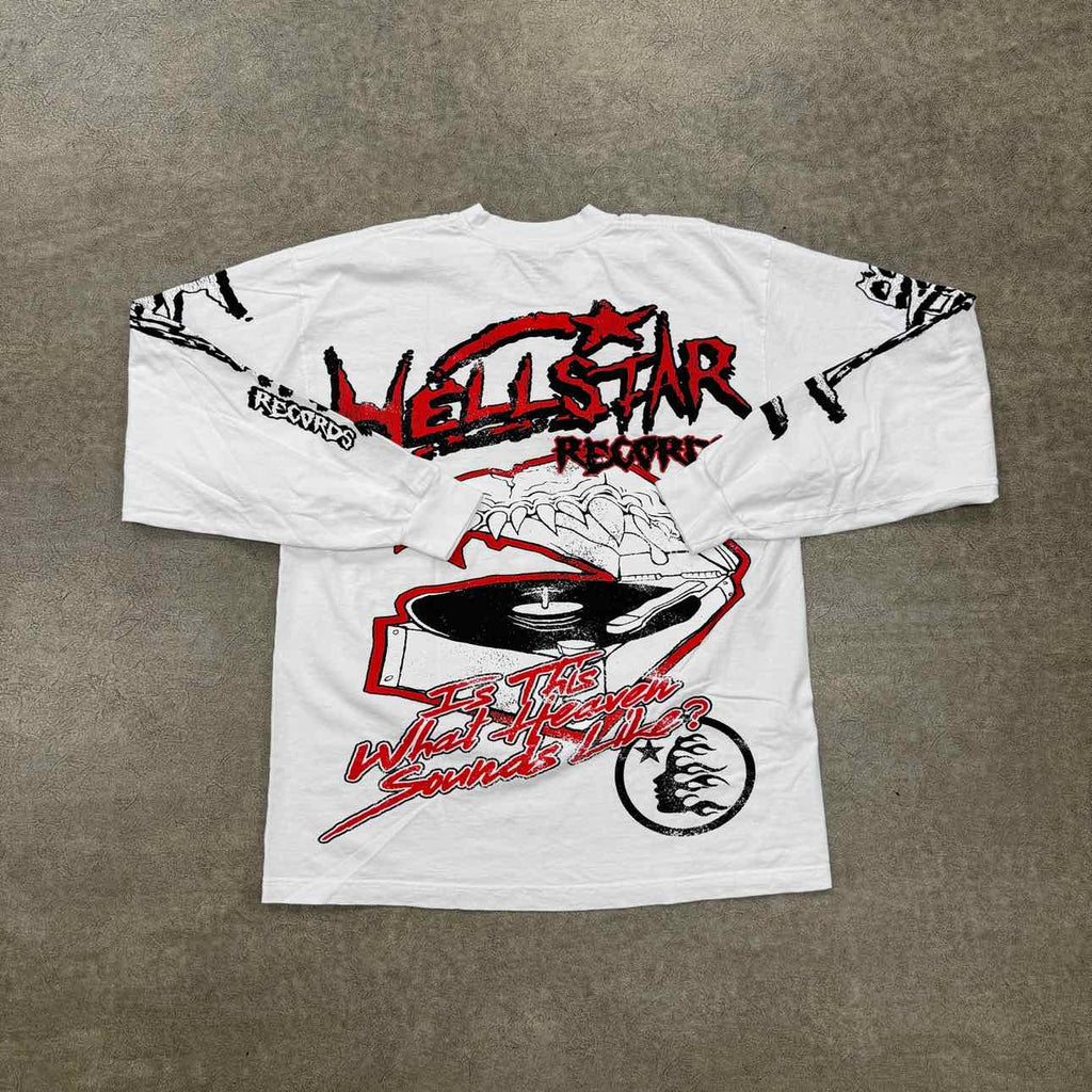 Hellstar Long Sleeve "RECORDS" White New Size L
