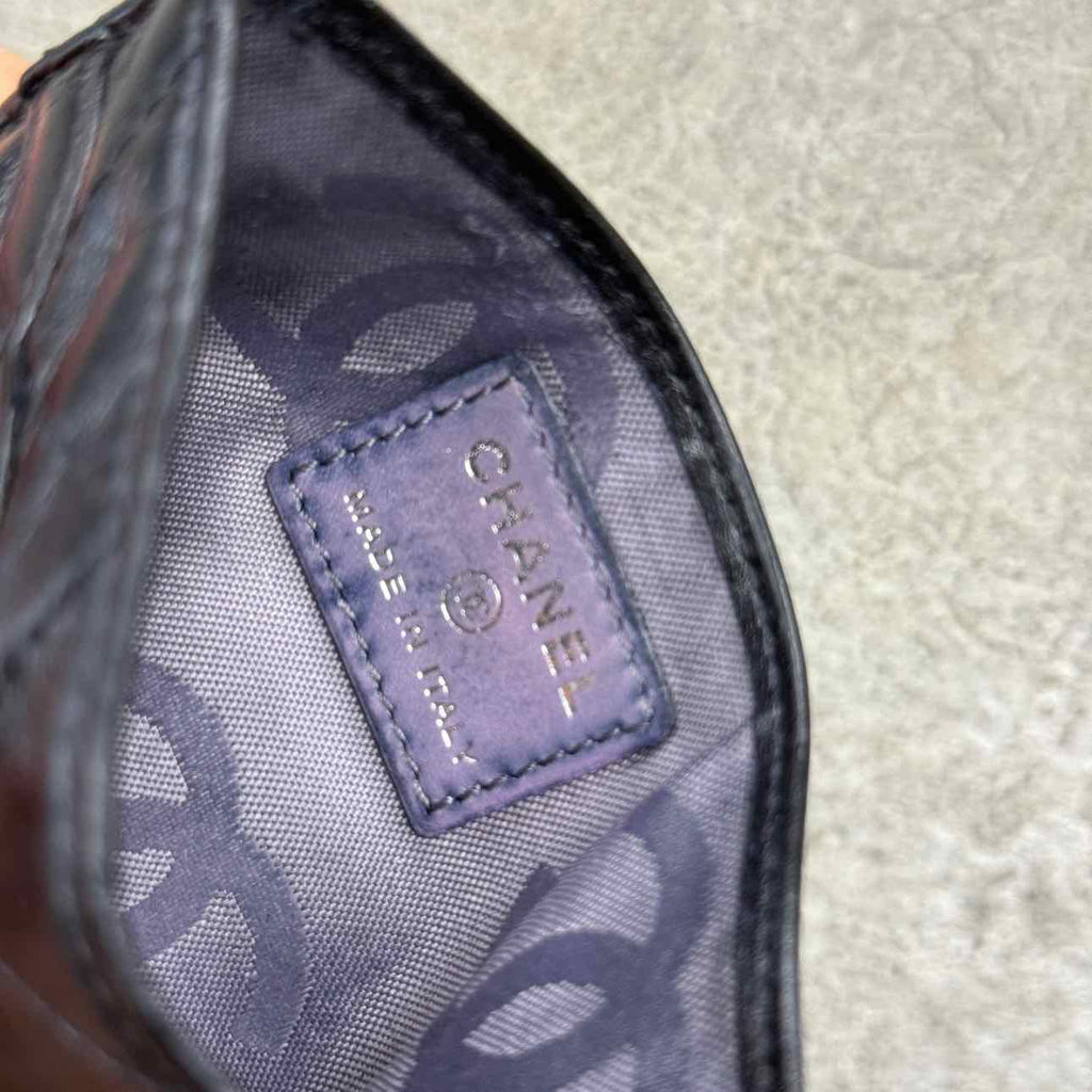 Chanel Card Holder "CAMBON BI-FOLD CARD CASE" Used Black Size OS