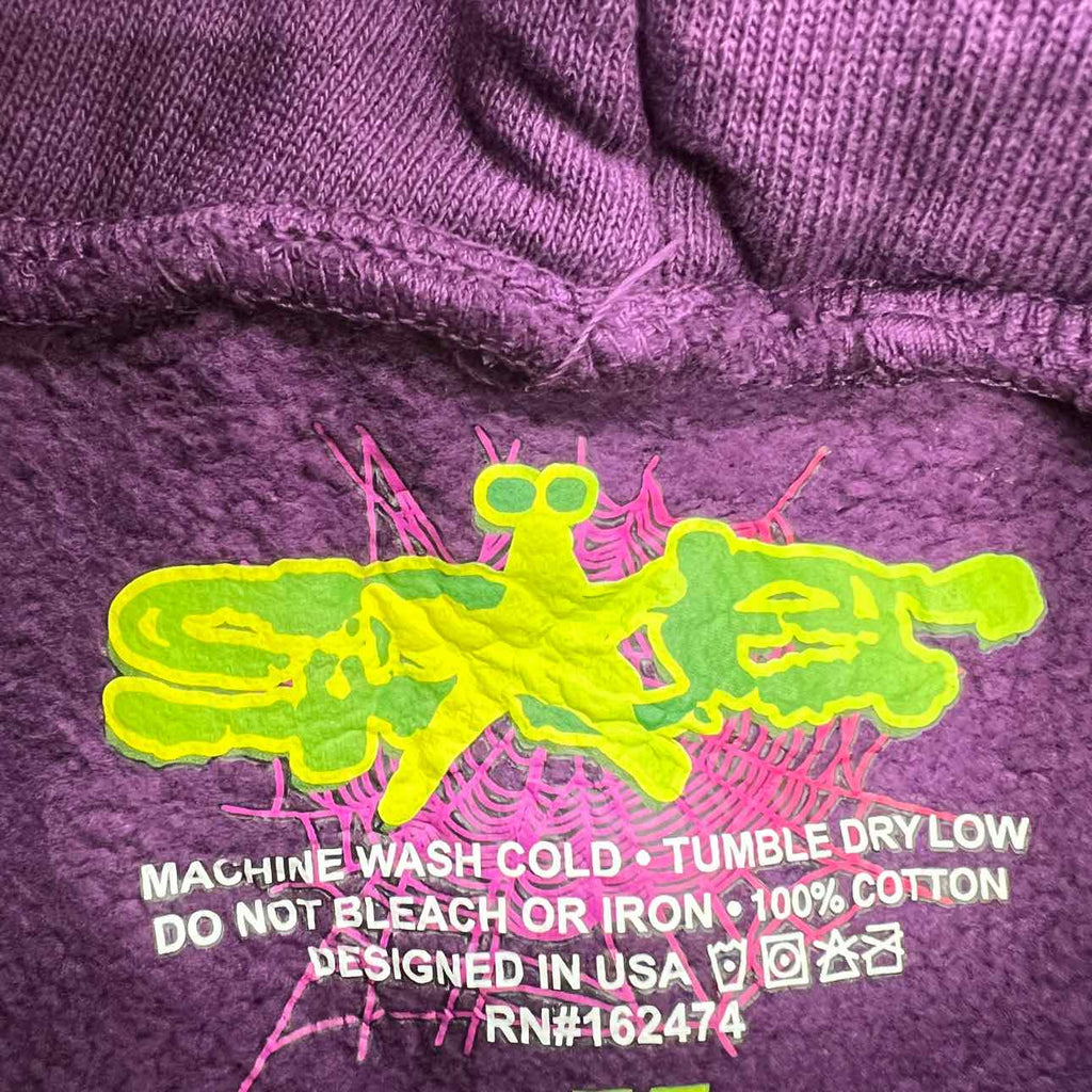 Sp5der Hoodie "RHINESTONE" Purple New Size XL