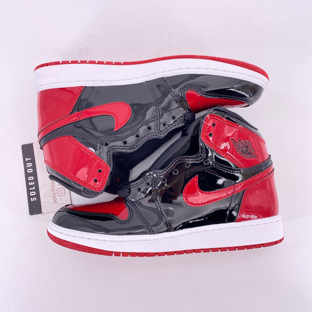 Air Jordan (GS) 1 Retro High "Patent Bred" 2021 New Size 5.5Y