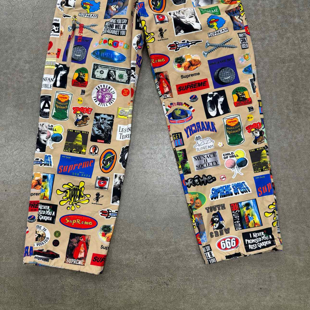 Supreme Track Pants "STICKER" Tan Used Size XL
