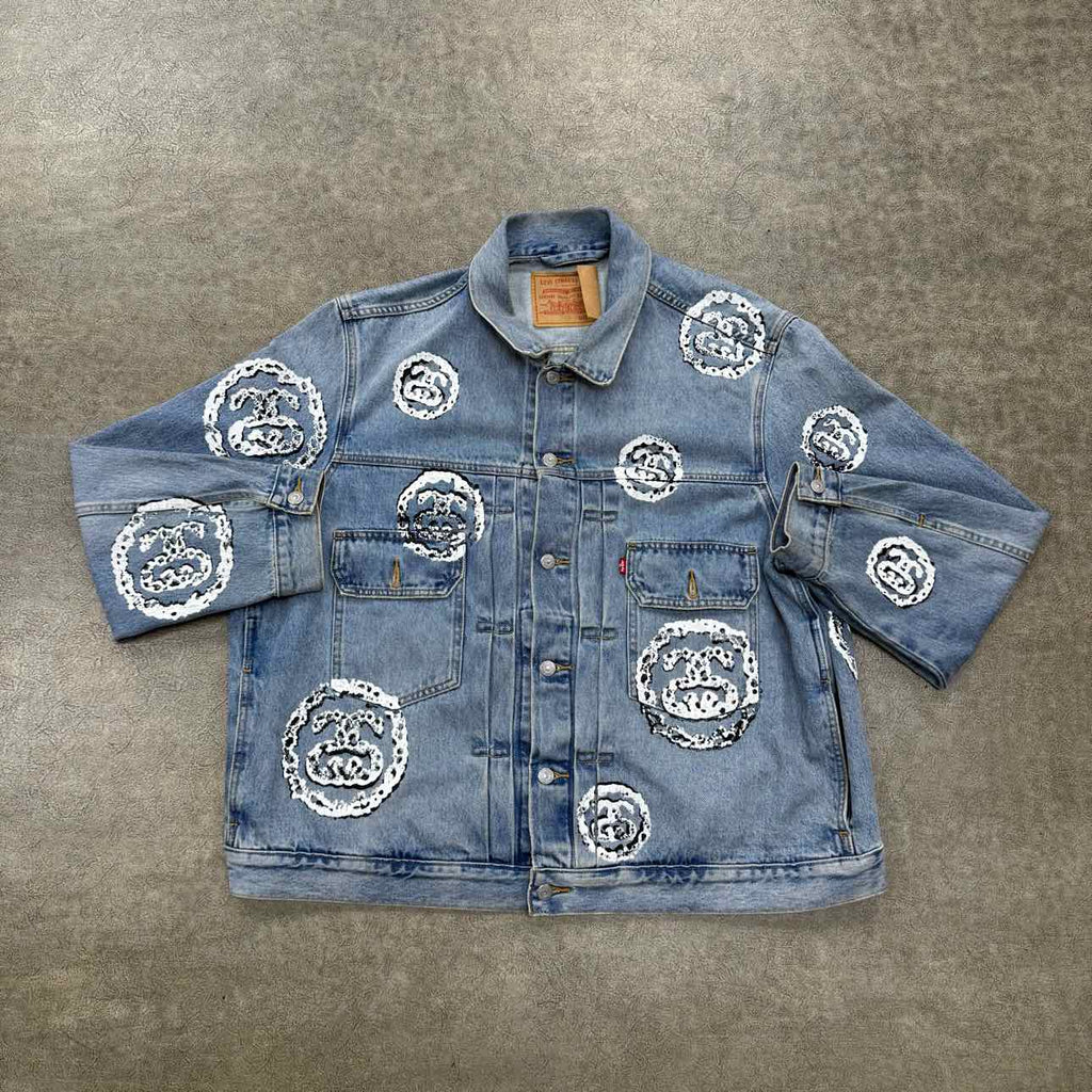 Denim Tears Jacket "STUSSY" Blue Used Size 2XL