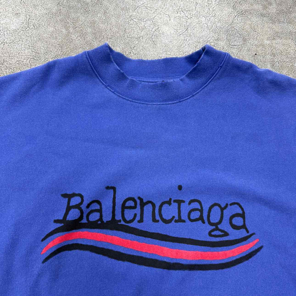 Balenciaga Crewneck Sweater "GRAFFITI COLA" Blue New Size 3