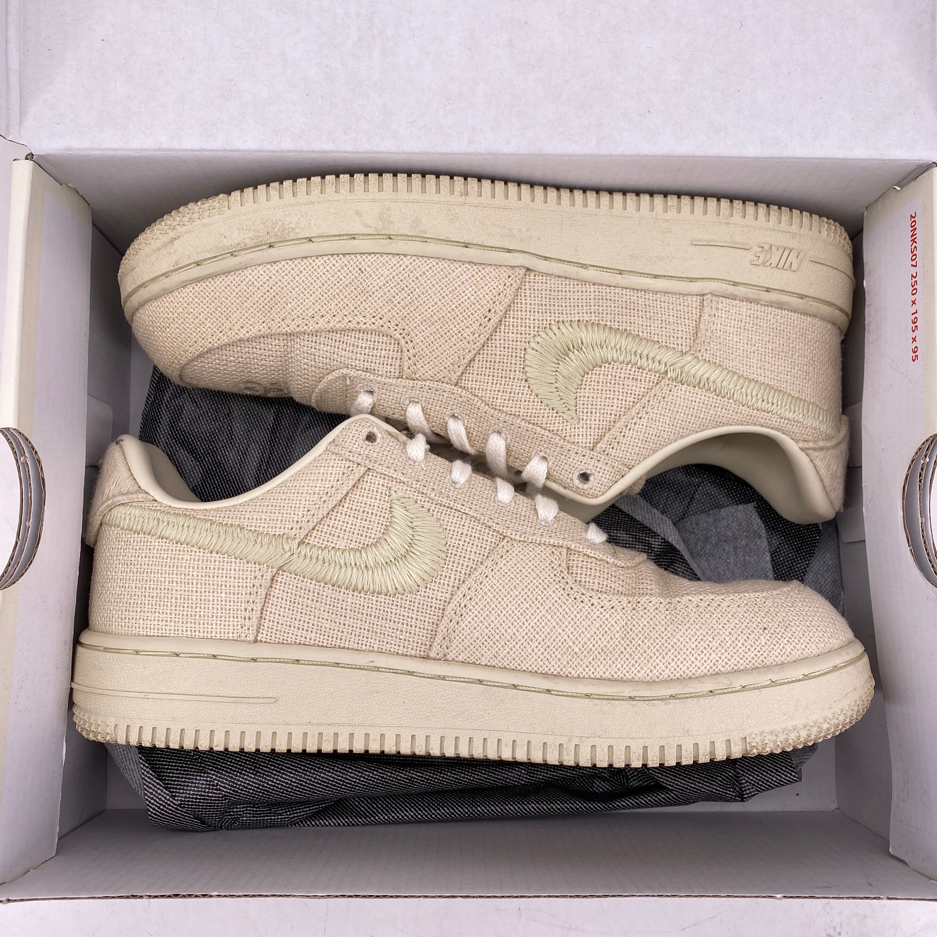 Nike (PS) Air Force 1 Low &quot;Stussy Fossil&quot; 2020 Used Size 3Y