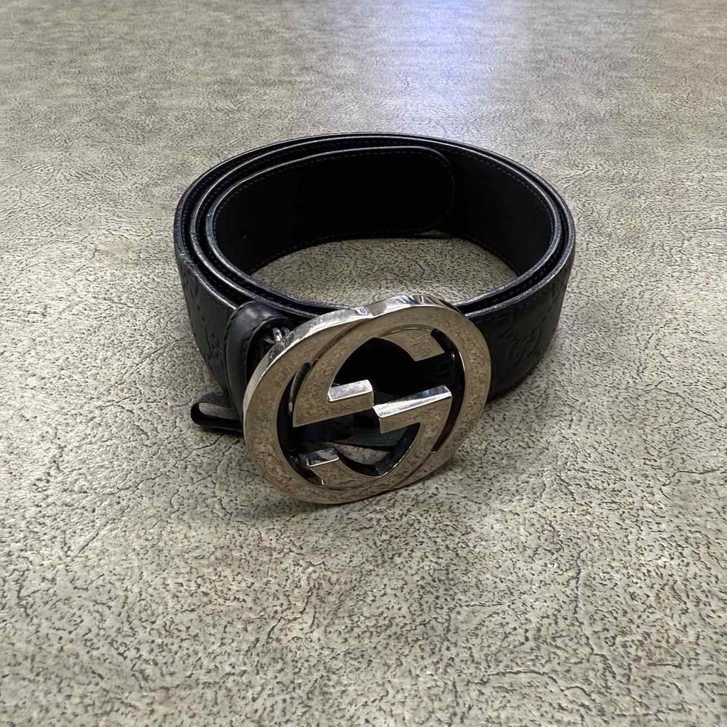 Gucci Belt "SILVER BUCKLE" Used Black Size 36