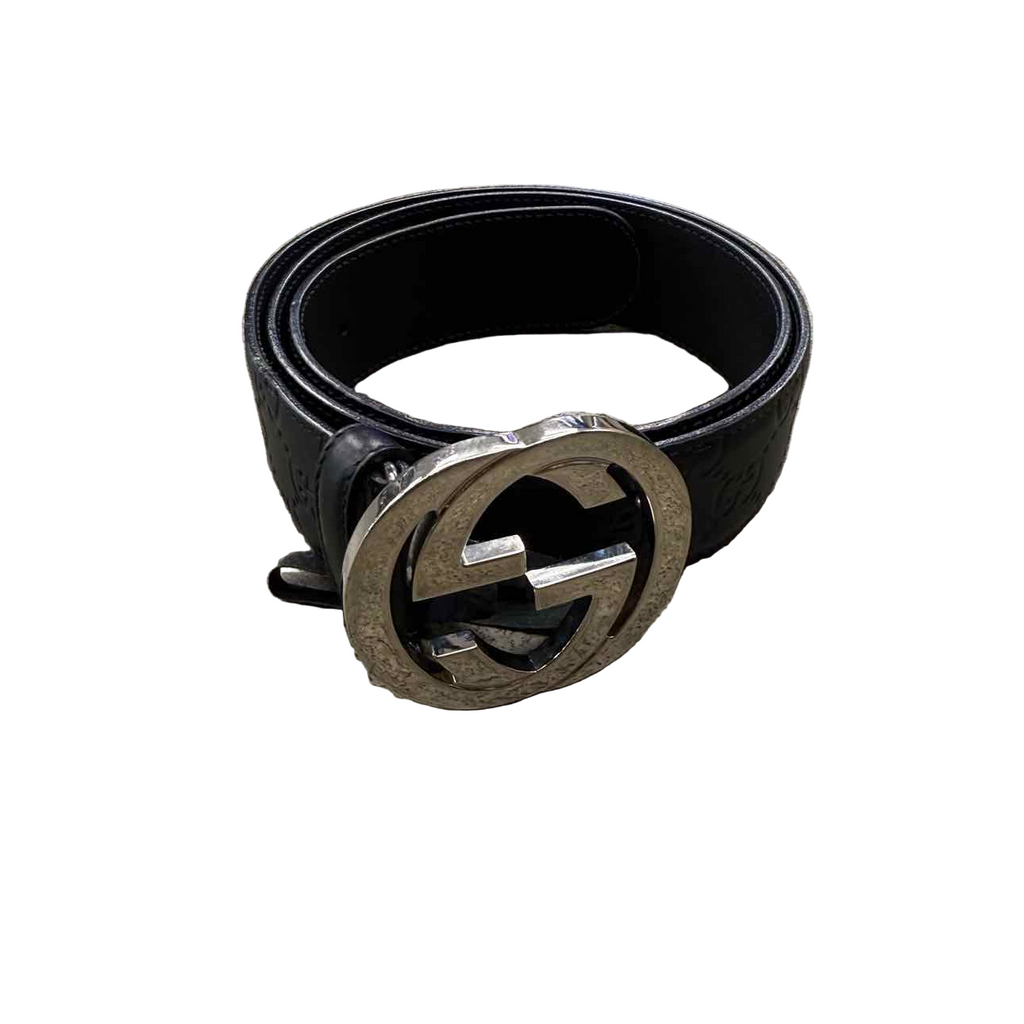 Gucci Belt "SILVER BUCKLE" Used Black Size 36