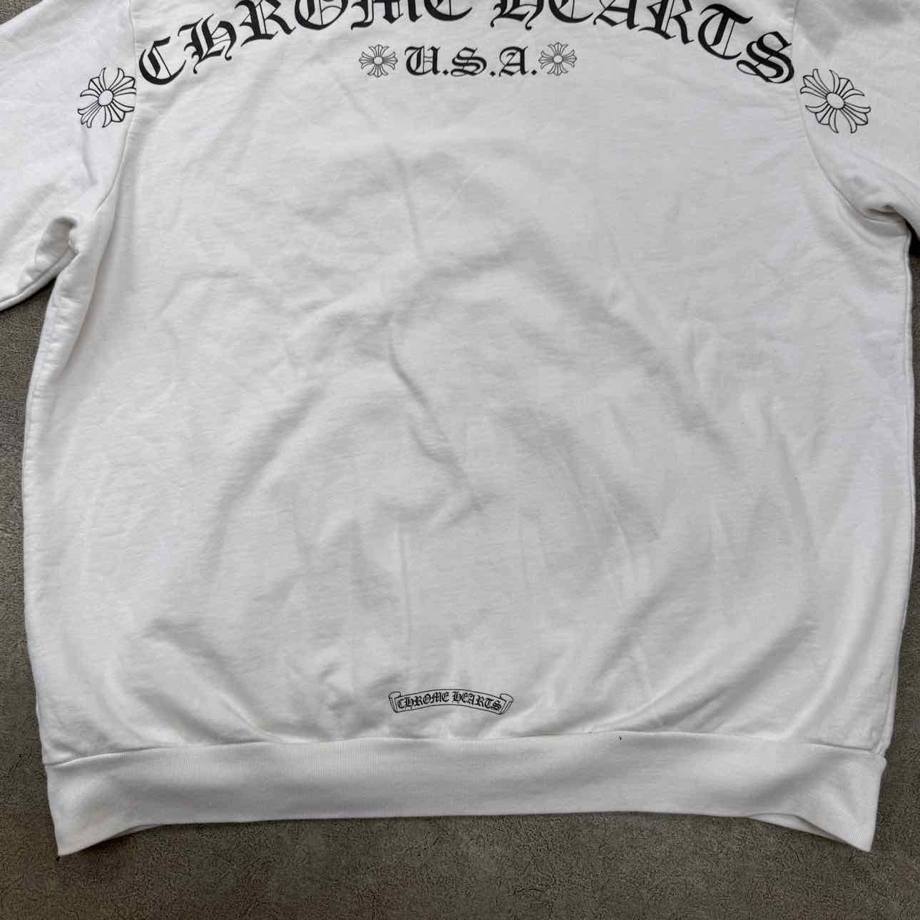 Chrome Hearts Zip Up &quot;SCROLL LOGO&quot; White Used Size XL