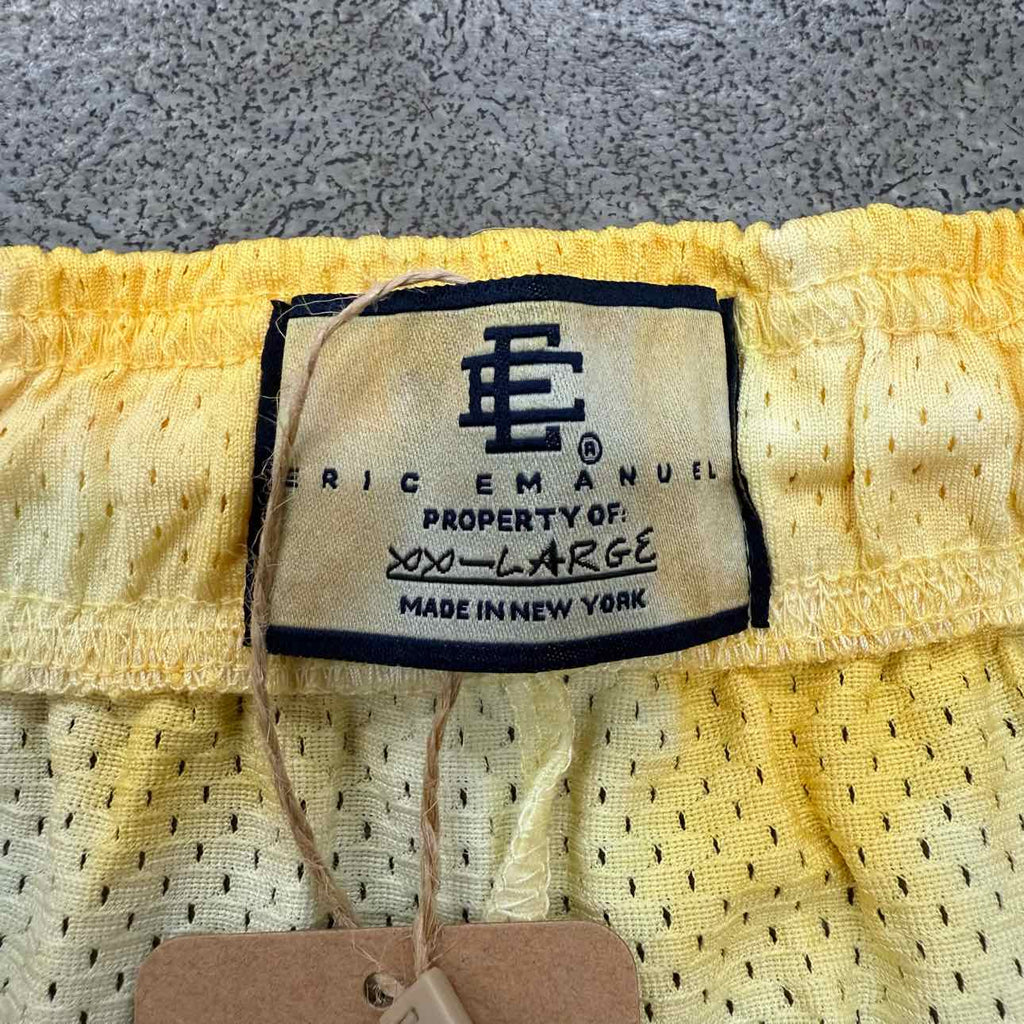 Eric Emanuel Mesh Shorts "TIE DYE" Yellow New Size 2XL