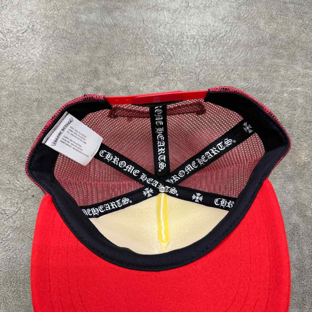 Chrome Hearts Trucker Hat "CROSSES" Used Red