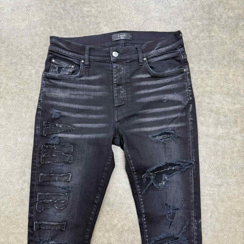 Amiri Jeans "DISTRESSED LOGO" Black Used Size 32