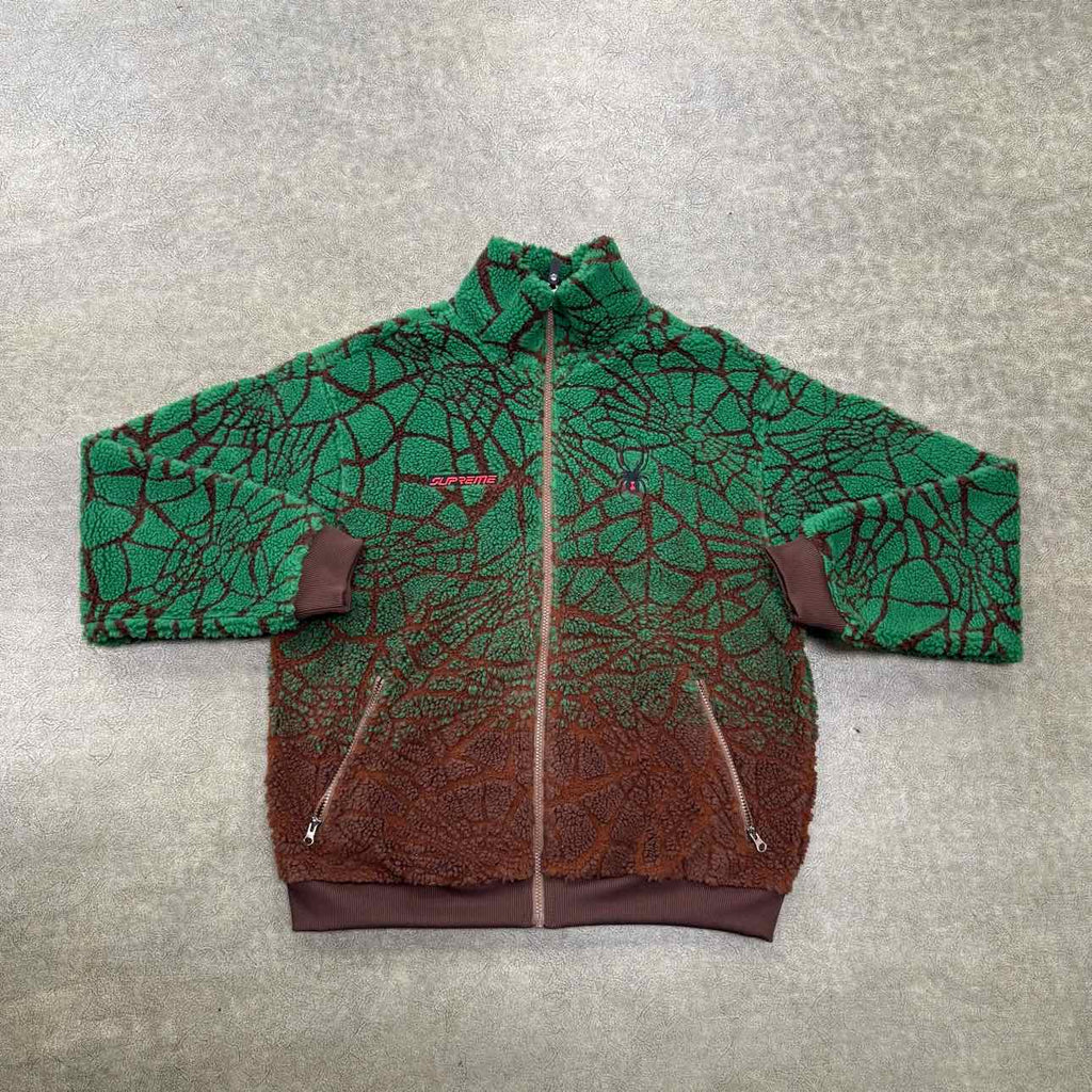 Supreme Fleece Jacket "SPYDER WEB" Brown Used Size M