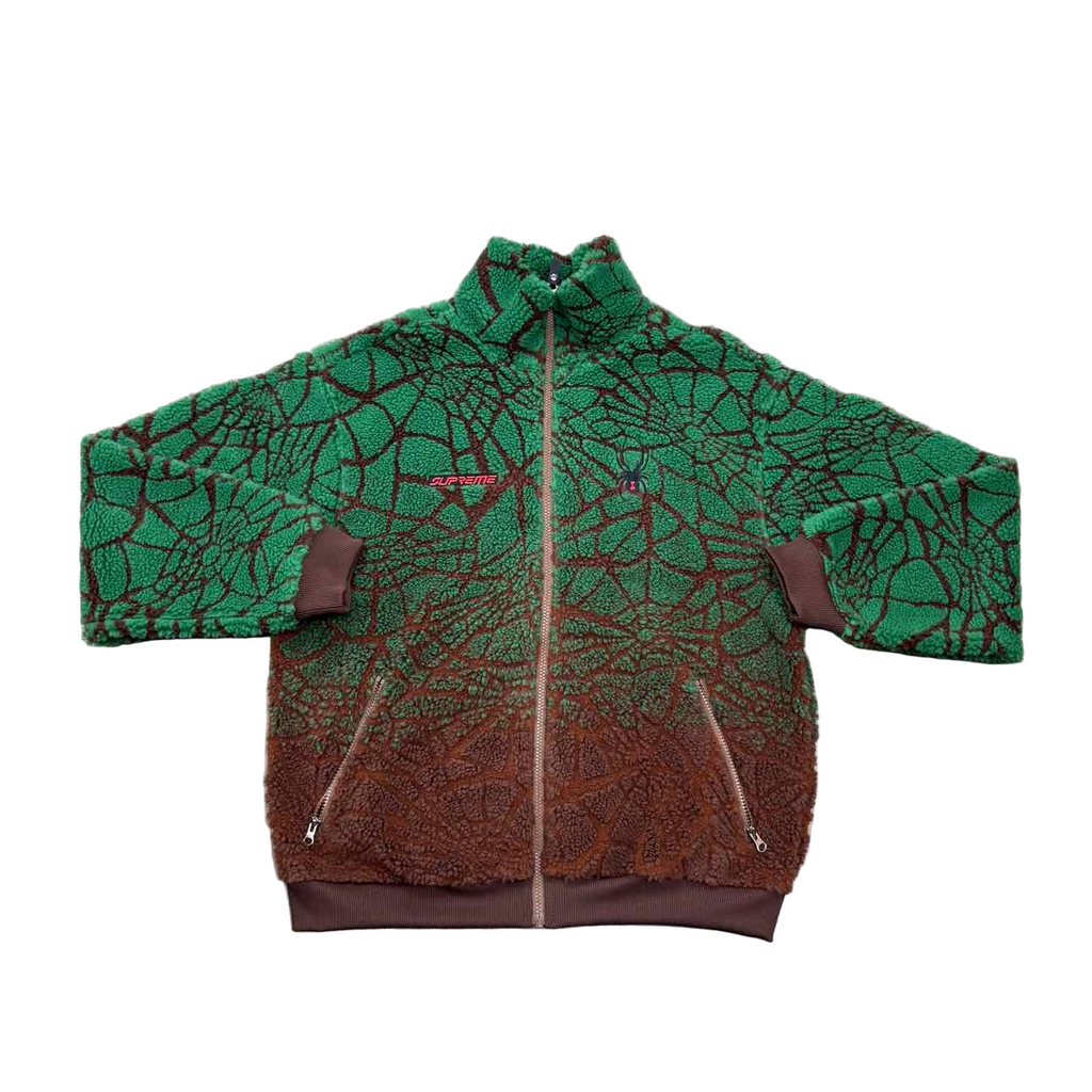 Supreme Fleece Jacket "SPYDER WEB" Brown Used Size M