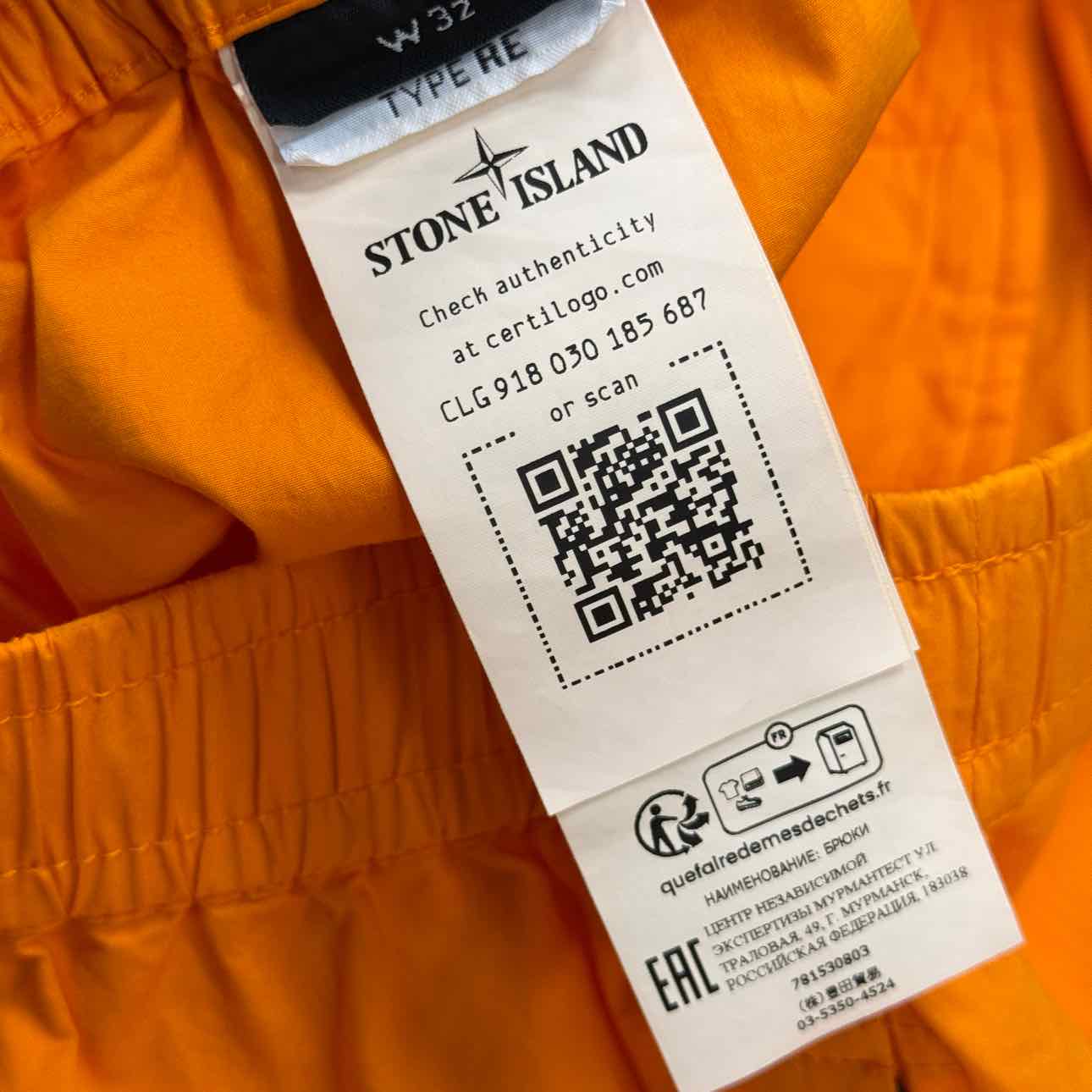 Stone Island Pants &quot;CARGO&quot; Orange New Size 32