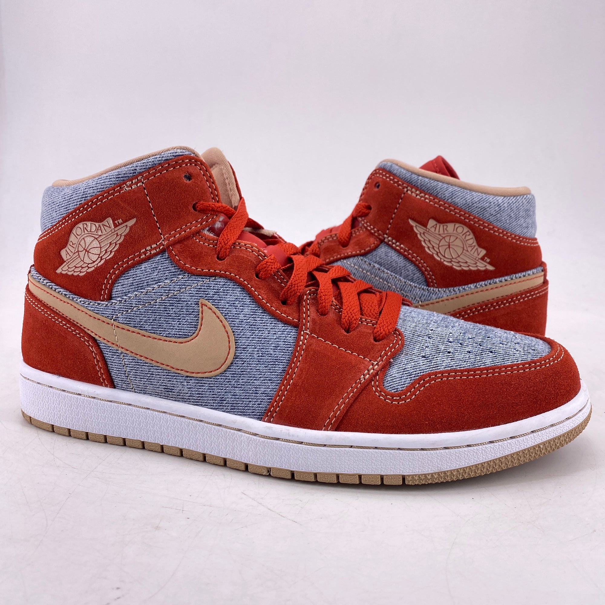 Air Jordan 1 Mid &quot;Denim Red&quot; 2021 Used Size 9.5