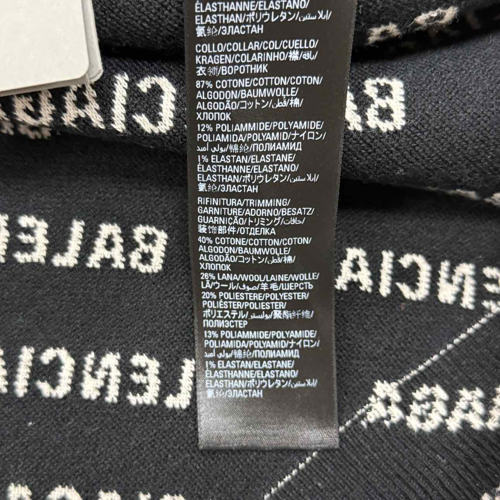 Balenciaga Knit Crewneck "MINI ALLOVER LOGO" Cream New Size L