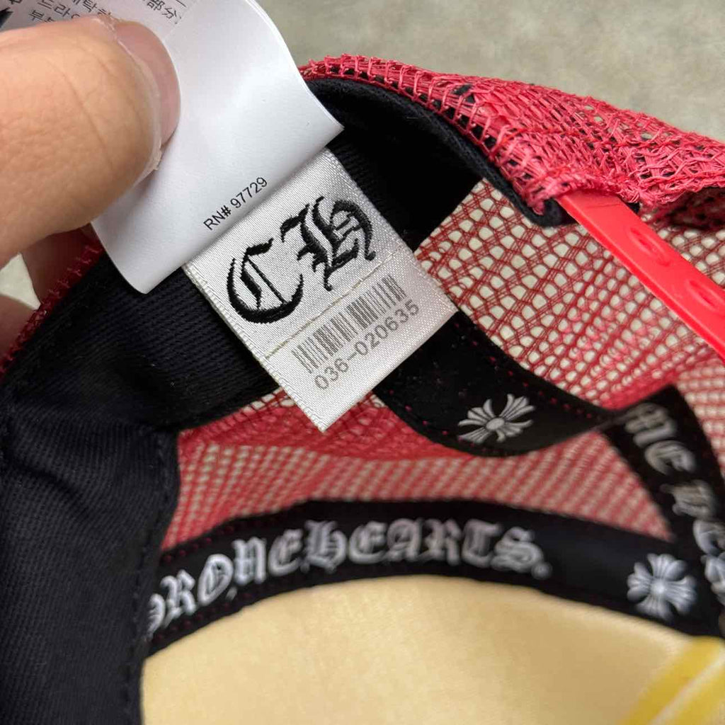 Chrome Hearts Trucker Hat "CROSSES" Used Red