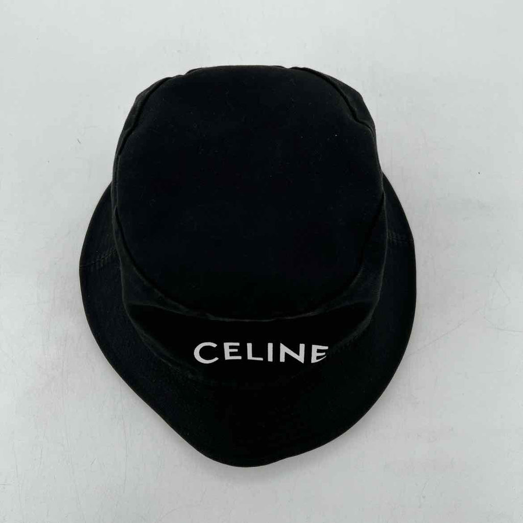 Celine Bucket Hat "LOGO" Used Black