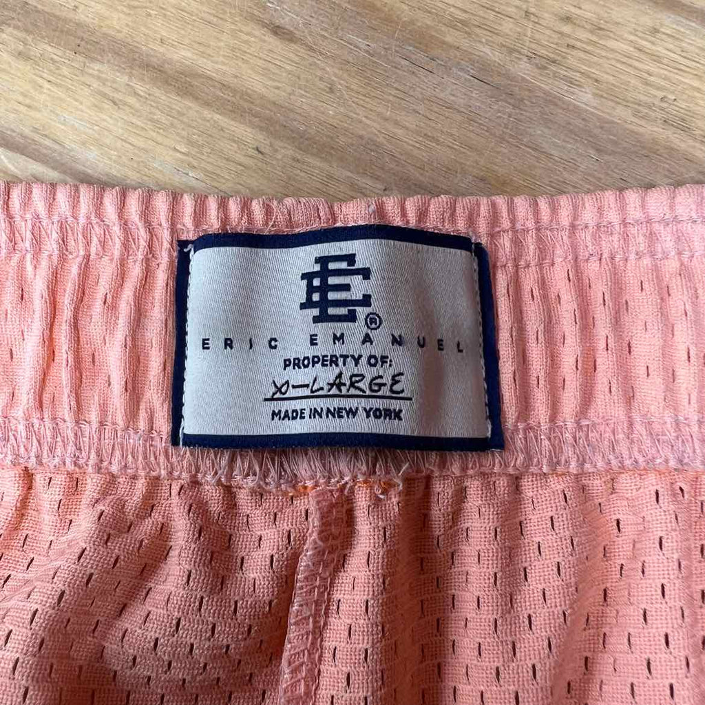 Eric Emanuel Mesh Shorts "LOGO" Salmon Used Size XL