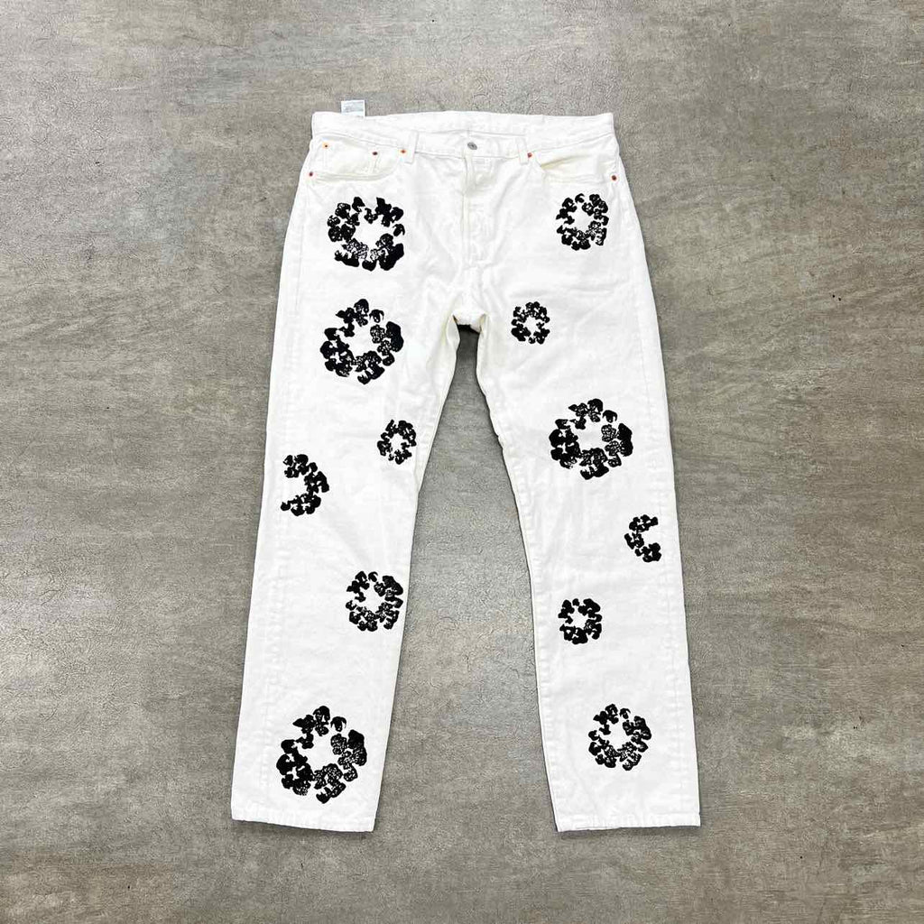Denim Tears Jeans "COTTON WREATH" White Used Size 40