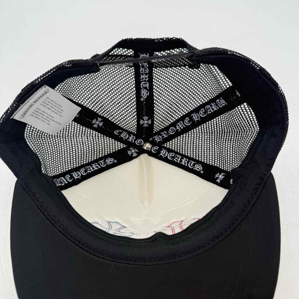 Chrome Hearts Trucker Hat "LEATHER CROSS" Used White Size OS