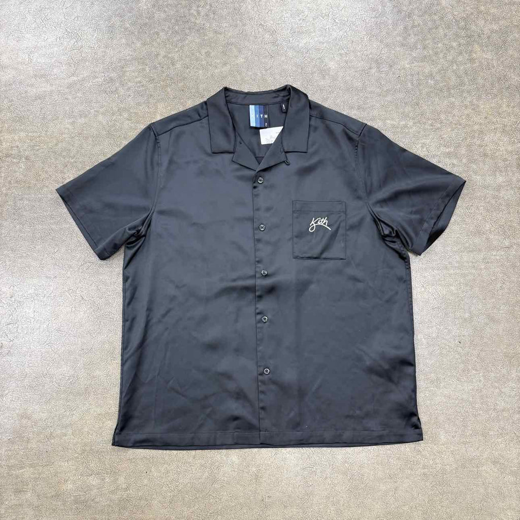 Kith Button Up "SATIN" Black Used Size XL