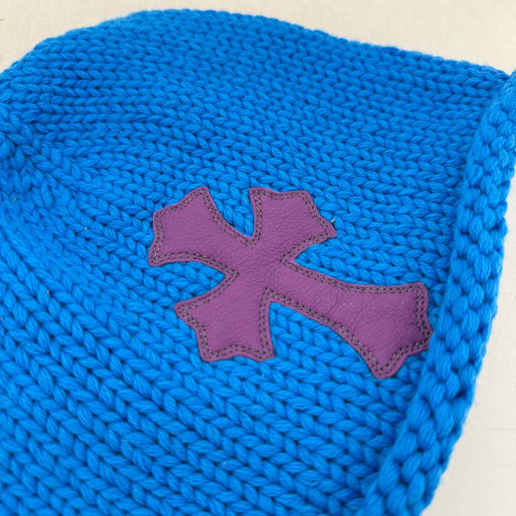 Chrome Hearts Beanie "CASHMERE CROSS" New Blue Size OS