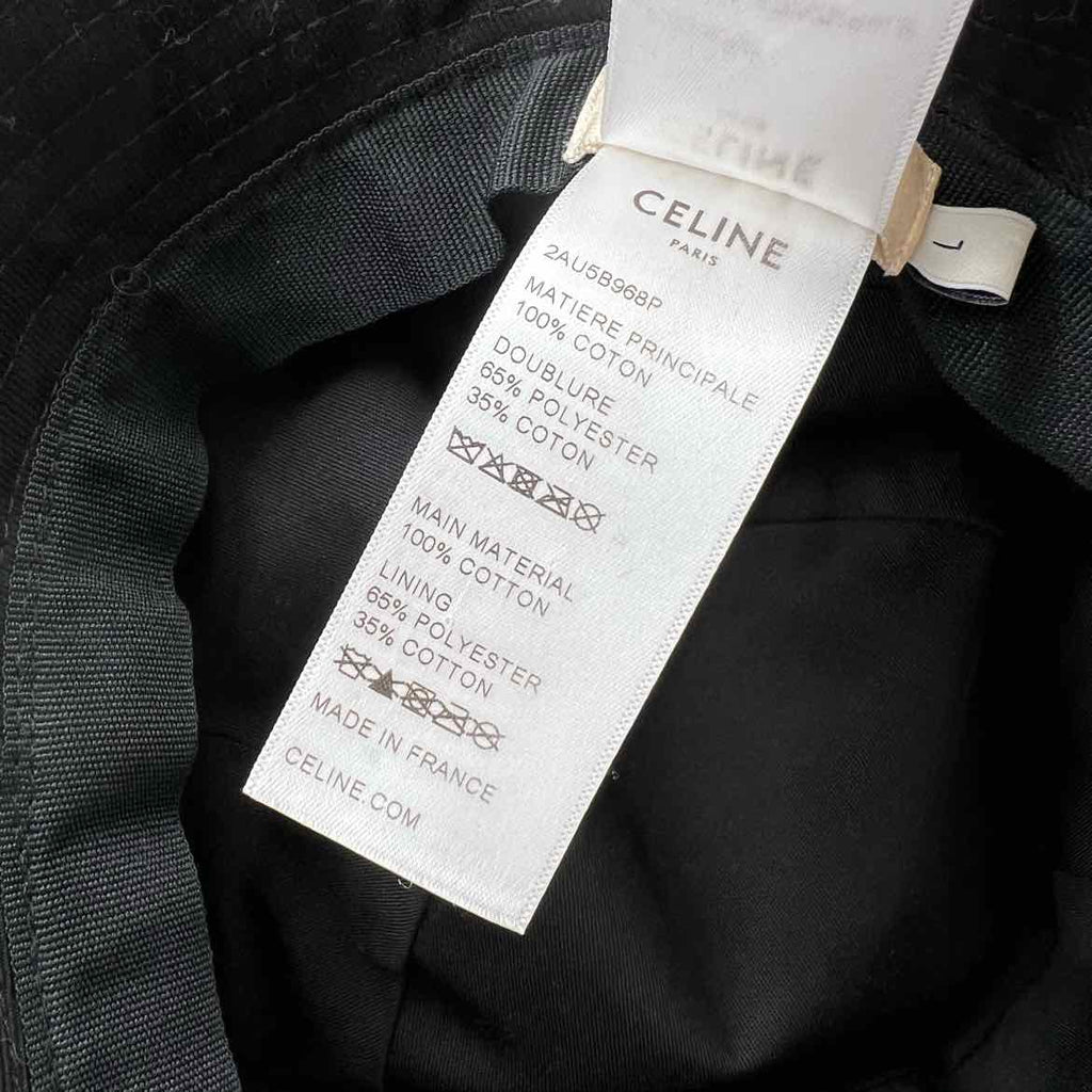 Celine Bucket Hat "LOGO" Used Black