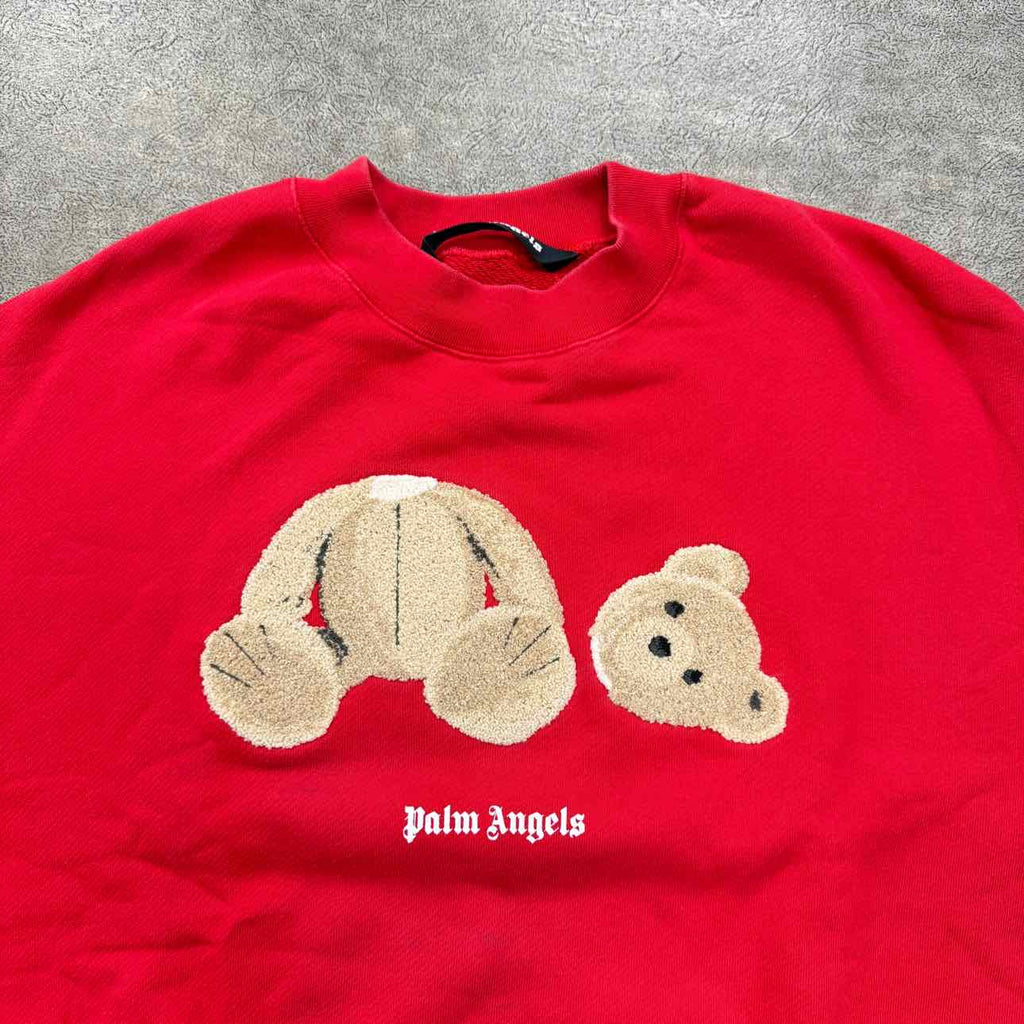 Palm Angels Crewneck Sweater "BEAR" Red Used Size XS