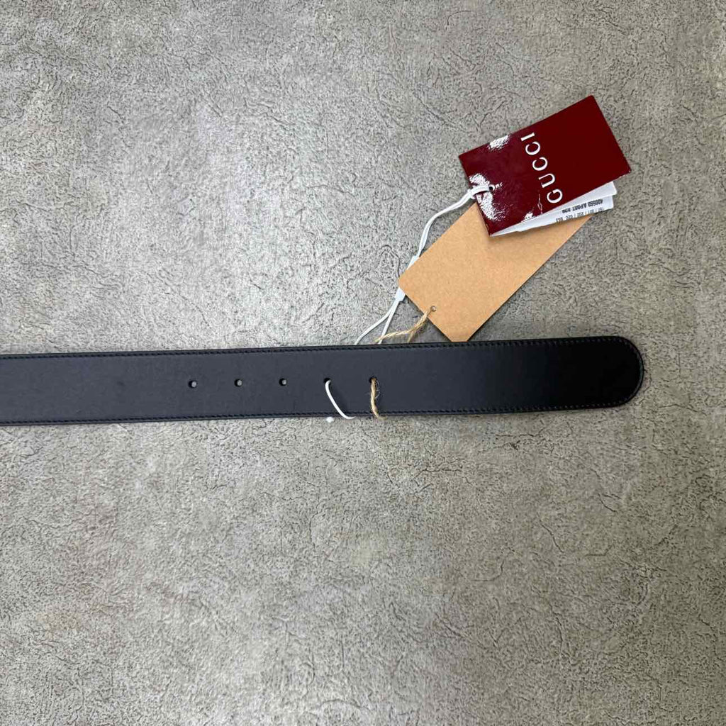 Gucci (W) Belt "GG GOLD BUCKLE" New Black Size 30