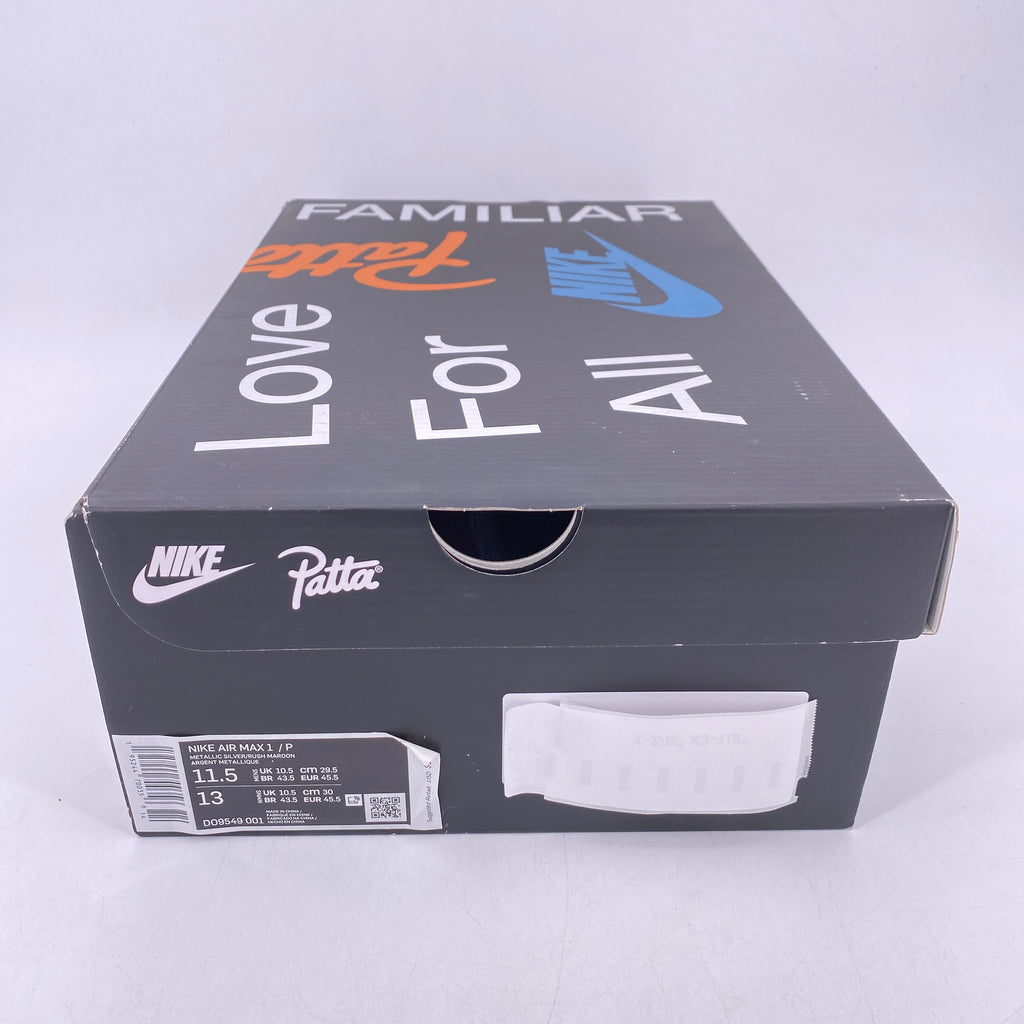 Nike Air Max 1 / Patta "Waves Maroon" 2021 New Size 11.5