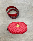 Gucci Belt Bag "MARMONT MATELASSE" New Red Size 38