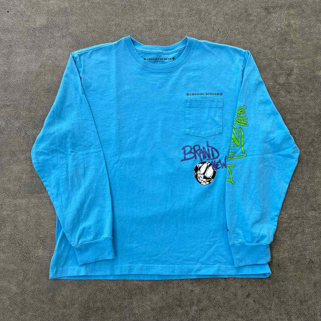 Chrome Hearts Long Sleeve "MATTY BOY BRAIN" Blue Used Size 2XL