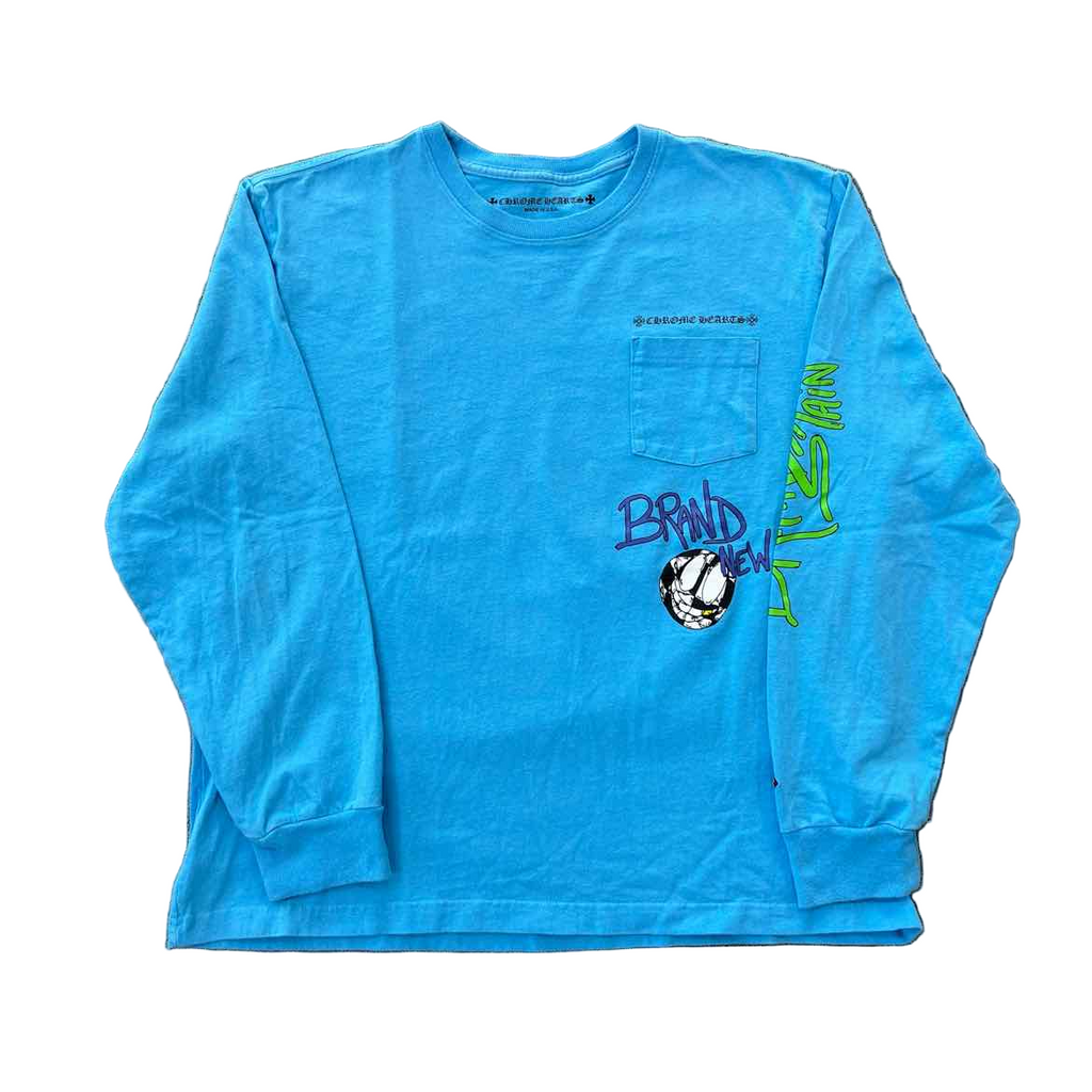 Chrome Hearts Long Sleeve "MATTY BOY BRAIN" Blue Used Size 2XL