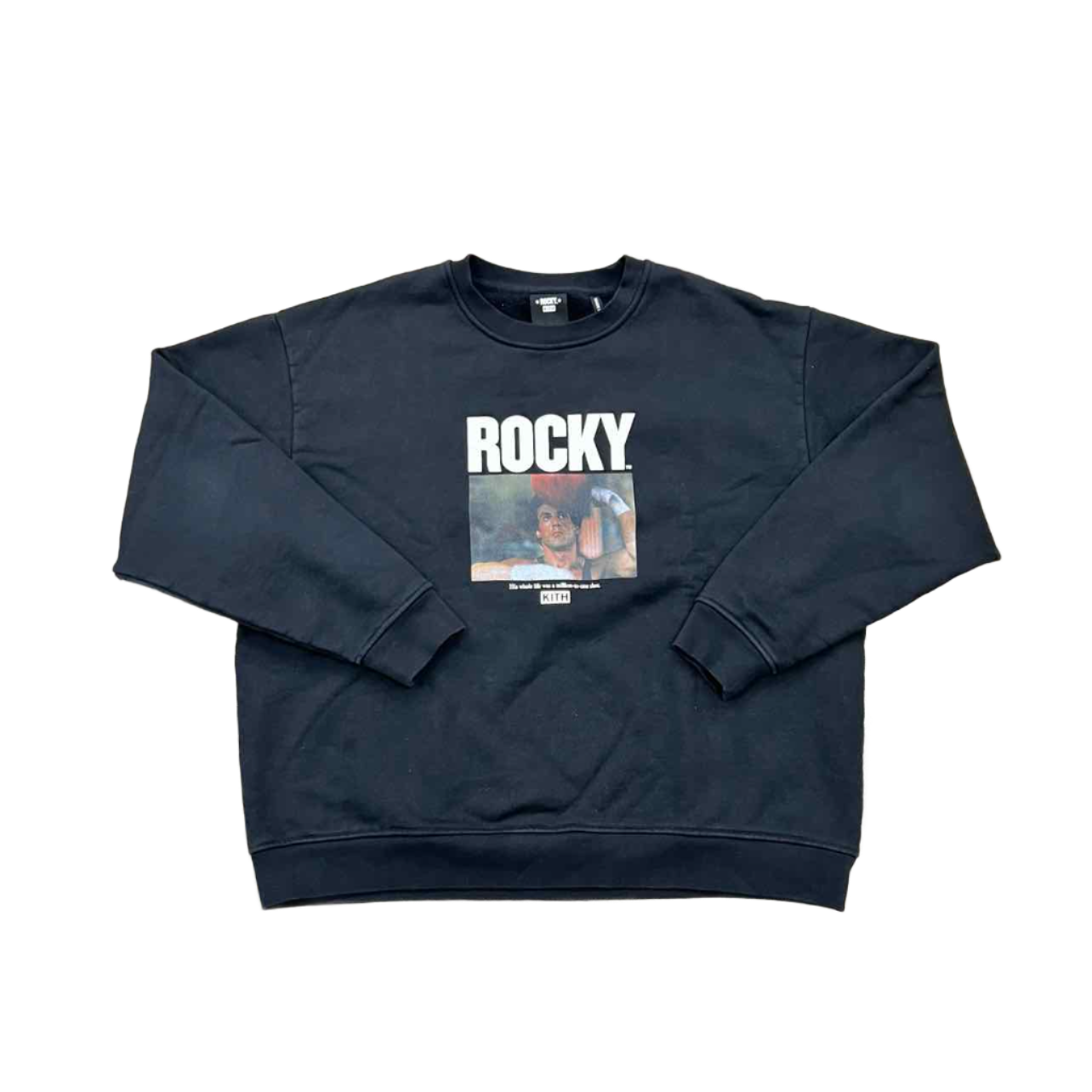 Kith Crewneck Sweater &quot;ROCKY MILLION TO ONE&quot; Black Used Size 2XL