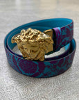 Versace Belt "FLORAL" New Blue Size 40