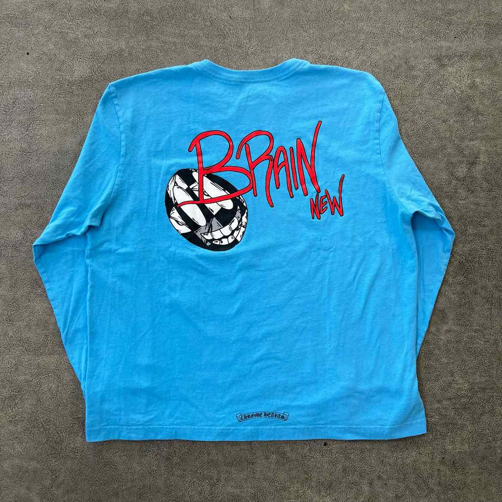 Chrome Hearts Long Sleeve "MATTY BOY BRAIN" Blue Used Size 2XL