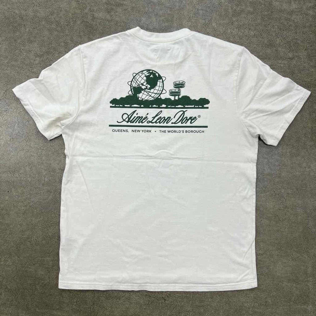Aime Leon Dore T-Shirt "UNISPHERE" Cream Used Size L