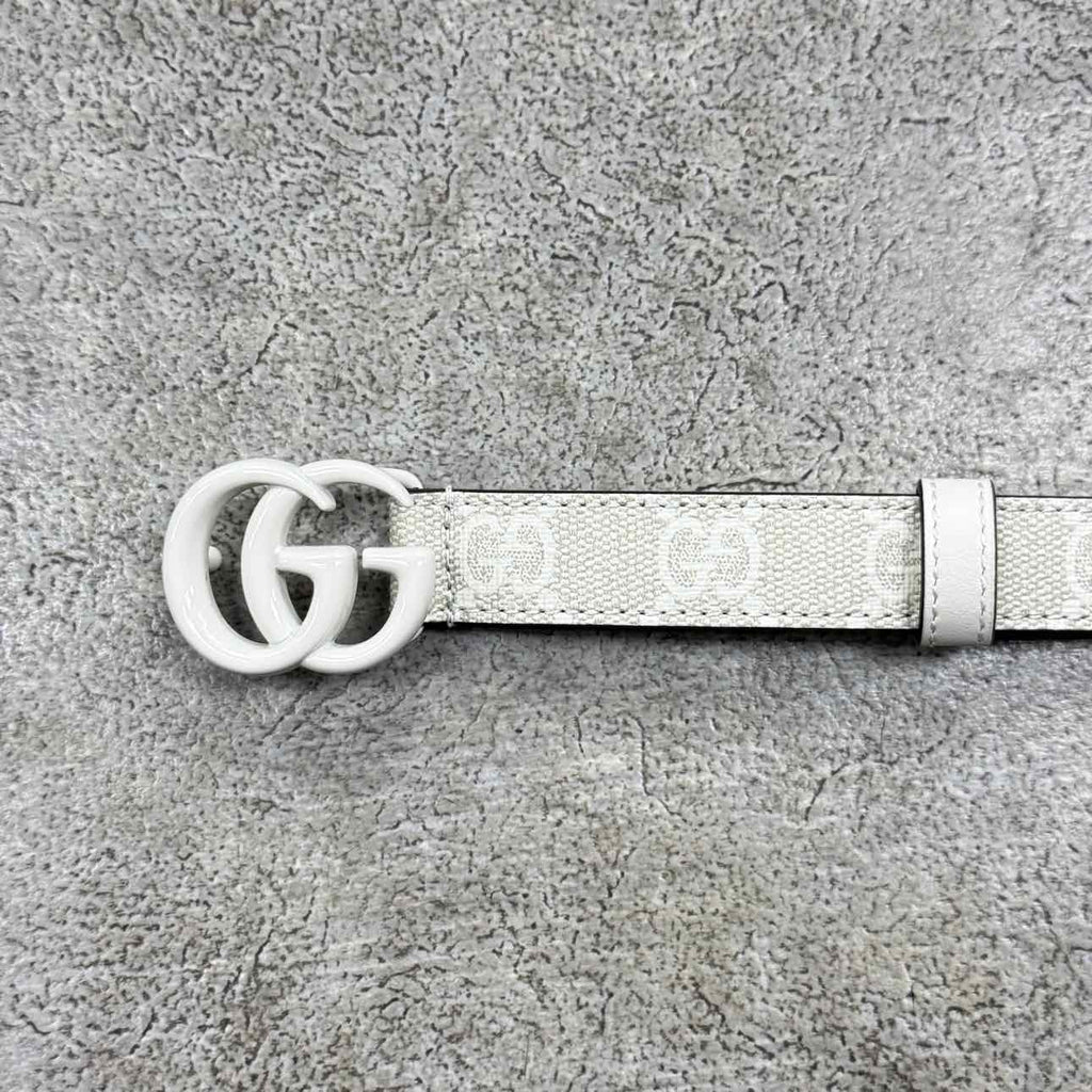 Gucci (W) Belt "GG MINI WHITE BUCKLE" New White Size 40