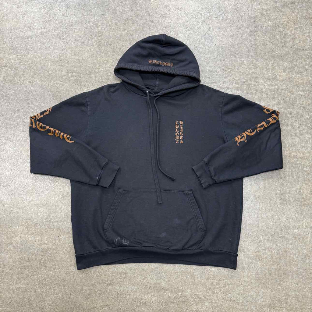 Chrome Hearts Hoodie "VERTICAL LOGO" Brown Used Size XL