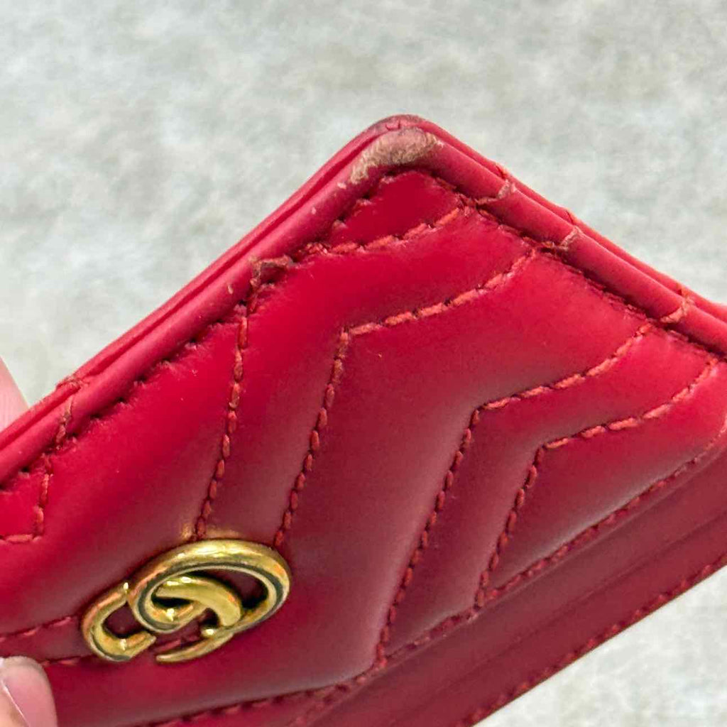 Gucci Card Holder "GG MARMONT" Used Red Size OS