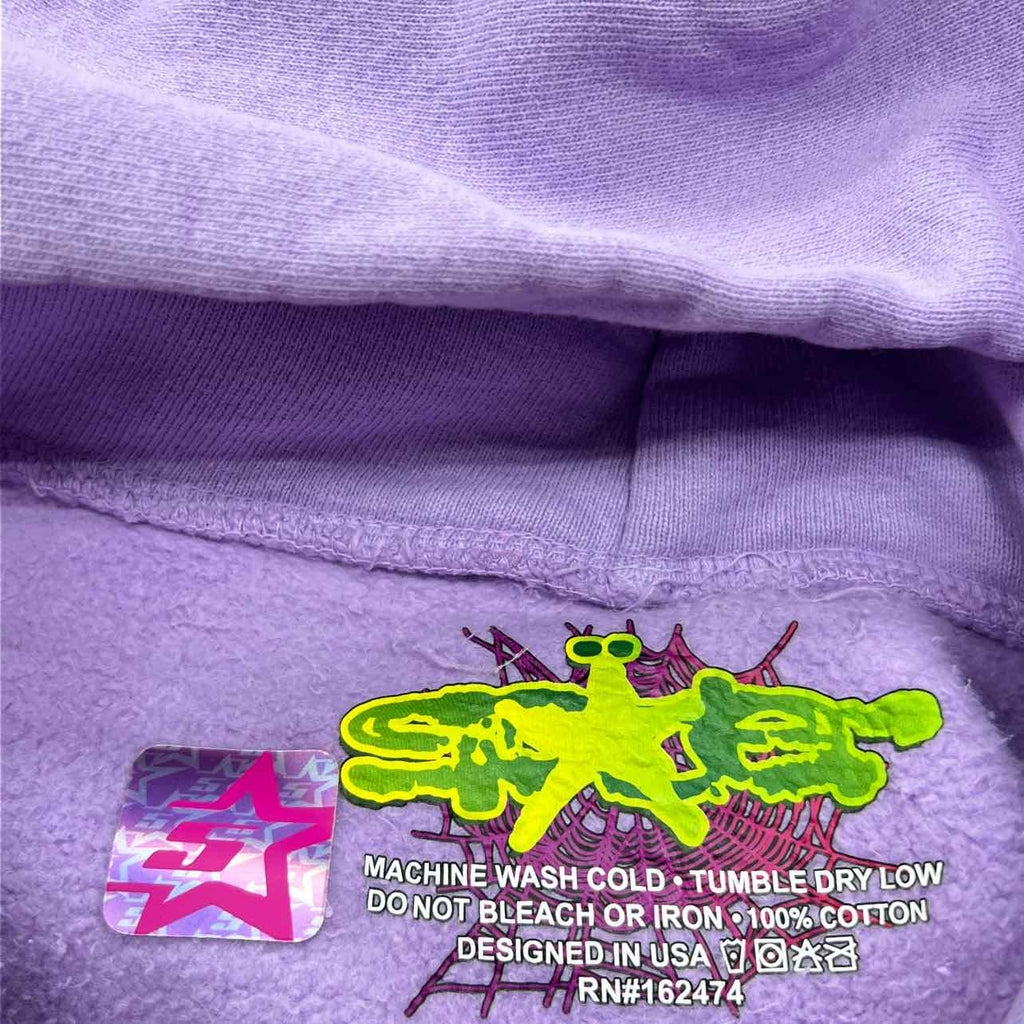 Sp5der Hoodie "P*NK" Lavender New Size XL