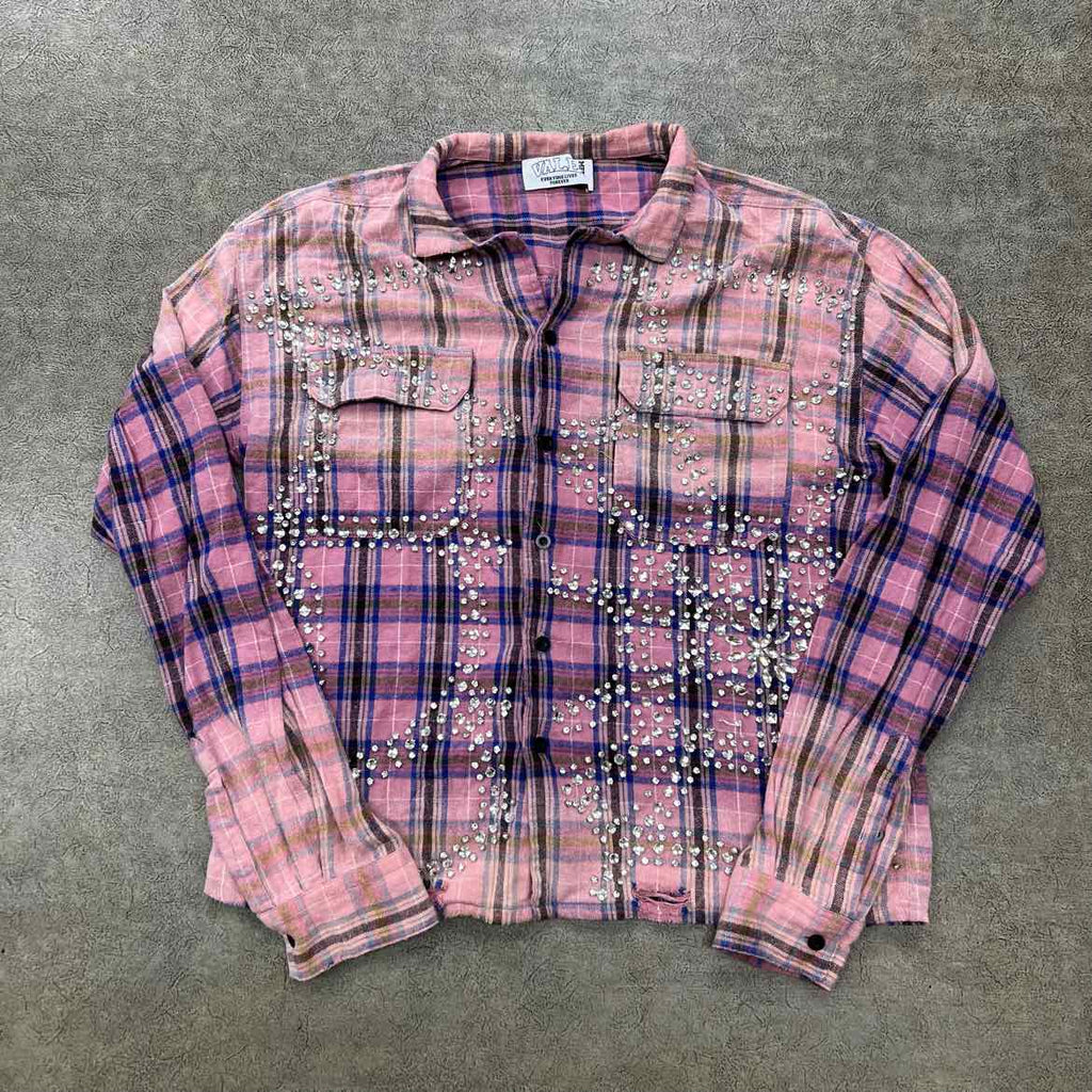 Vale Button Up "PLAID" Pink Used Size M