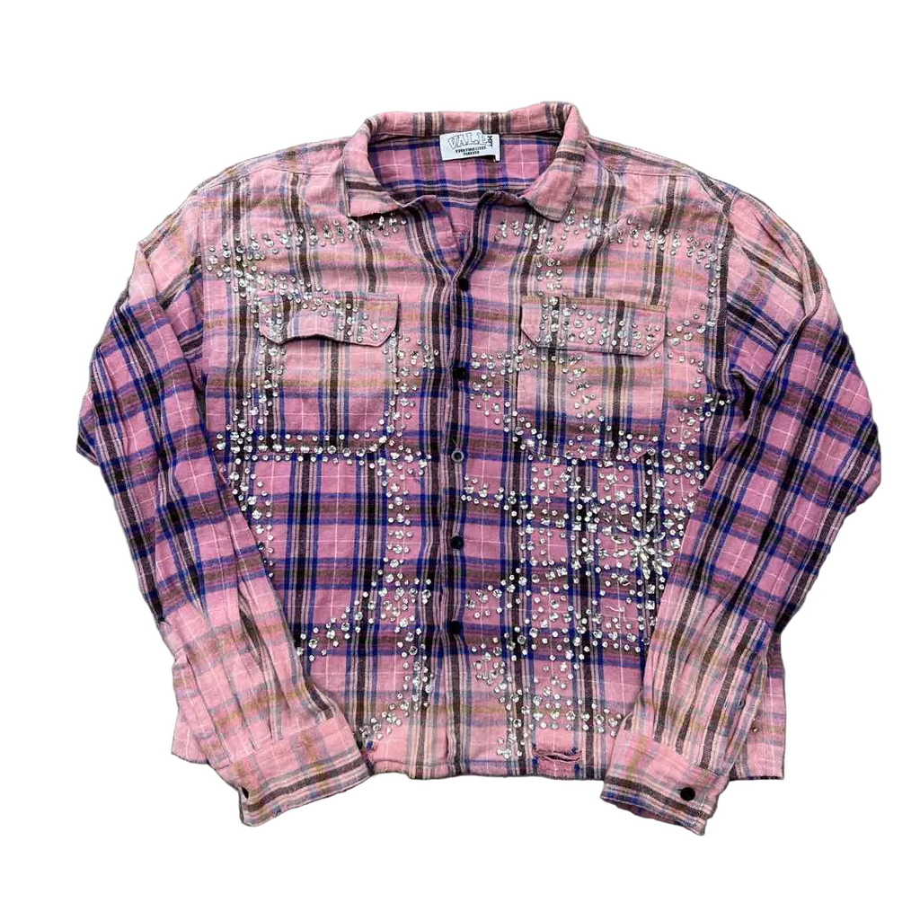 Vale Button Up "PLAID" Pink Used Size M