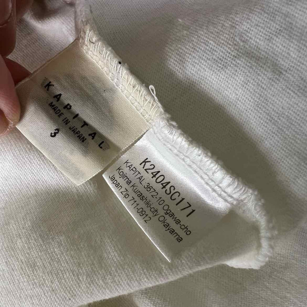 Kapital T-Shirt "PENNANT KOCHI & ZEPHYROS" White Used Size 3